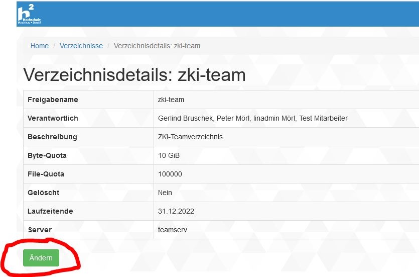 Self-Service-Portal für Teamverzeichnisse - ITM - wiki.h2.de